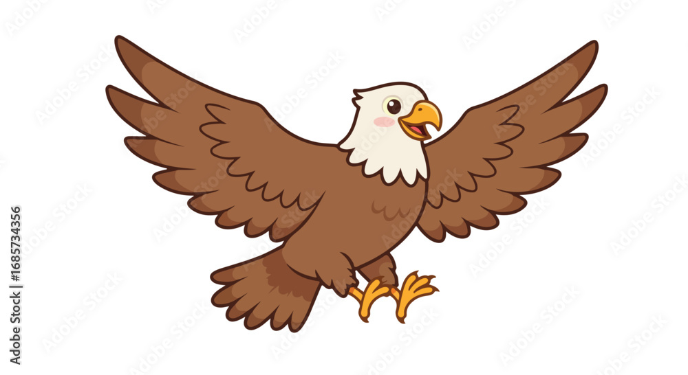 Obraz premium Cartoon eagle flying illustration