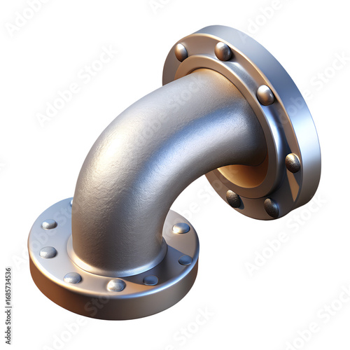 3D Render of a Metal Pipe Elbow with Flanges