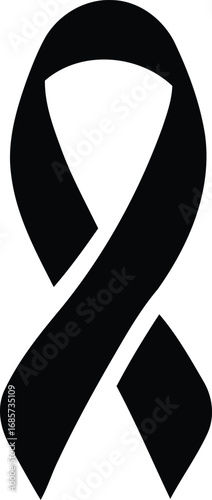 Simple black awareness ribbon symbol representing support for a cause or remembrance