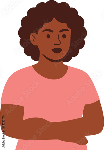 Frustrated black woman with arms crossed showing displeasure and anger