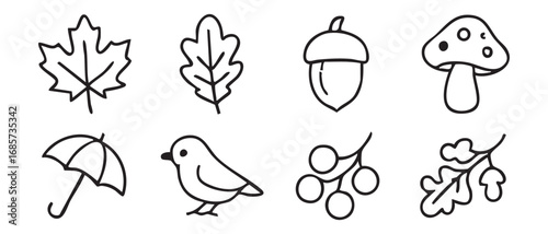 A set of icons related to nature and autumn themes.