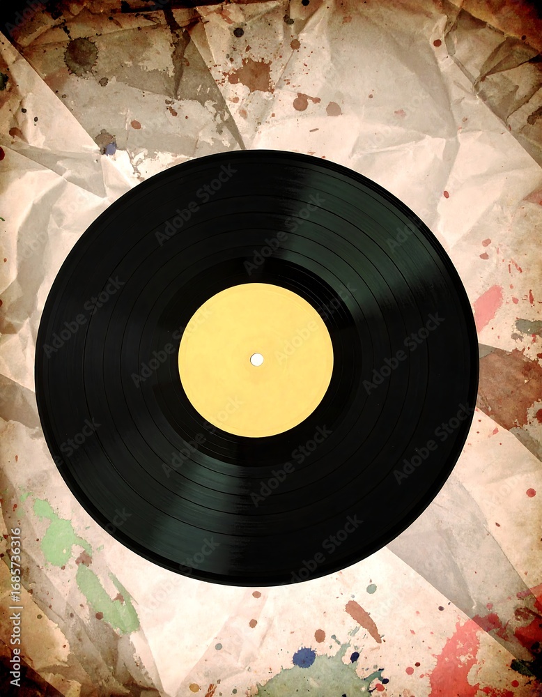 Obraz premium Vintage vinyl record on aged paper