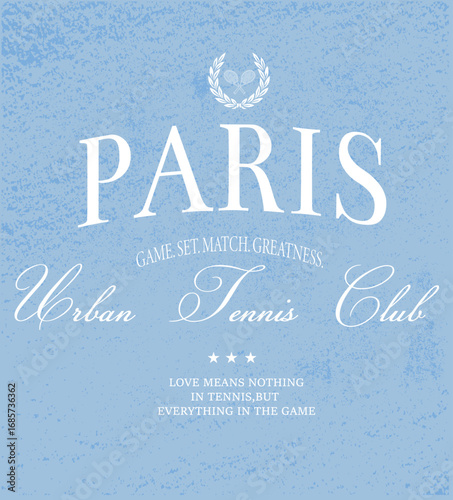 Paris Tennis club vintage sports t-shirt design text  typography vintage sporty artwork for women's girls and more work apparels