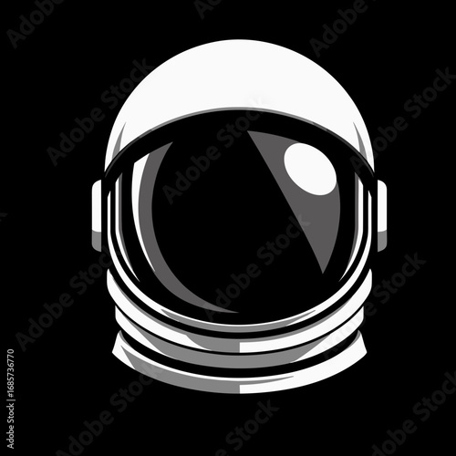 Stylized astronaut helmet vector illustration with a glossy finish and cosmic elements