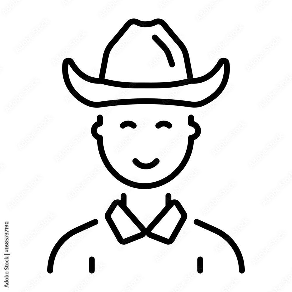 Obraz premium A line style icon showing cowboy hat