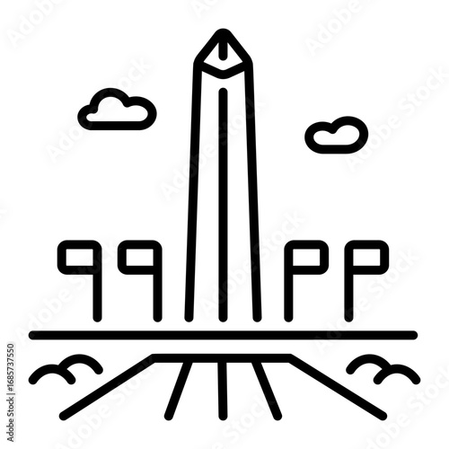 An outline style icon depicting washington monument