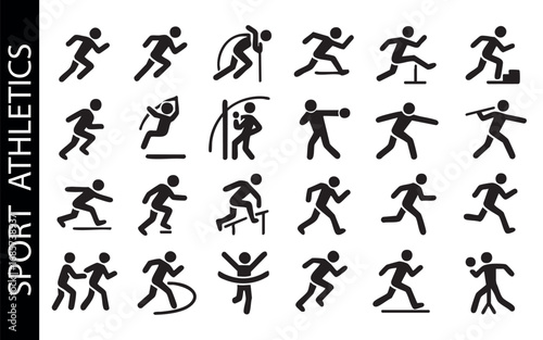 a set of black icons for athletics. Vector
