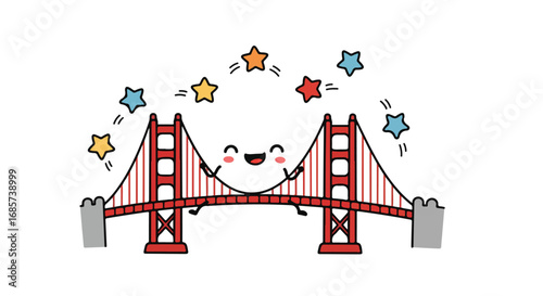 Cartoon golden gate bridge illustration