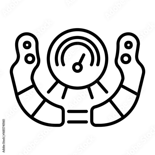 A line style icon showing plane steering