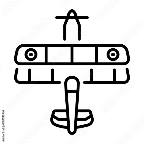 An outline style icon depicting biplane