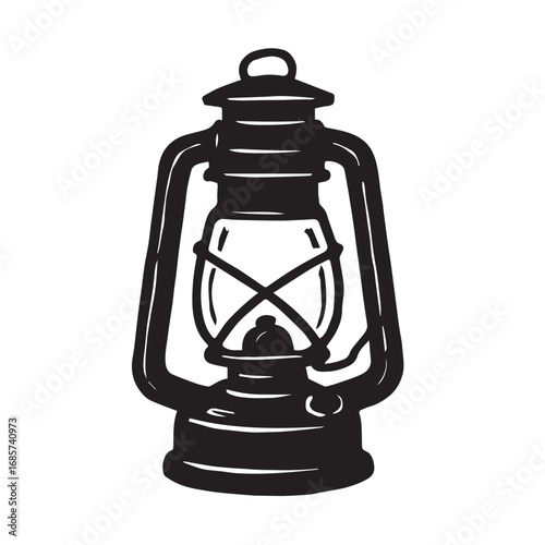 Illustration of a vintage kerosene lamp isolated on white background