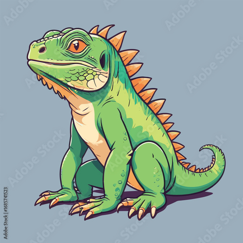 Cute Cartoon Iguana Isolated on White Background: Vector Illustration for Wildlife, Pets, and Animal Concepts

