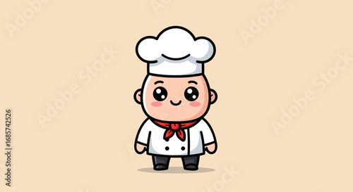 Adorable Cartoon Chef Character Ready to Cook Up Some Culinary Magic, Smiling and Confident