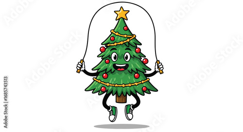 Christmas tree jumping rope illustration