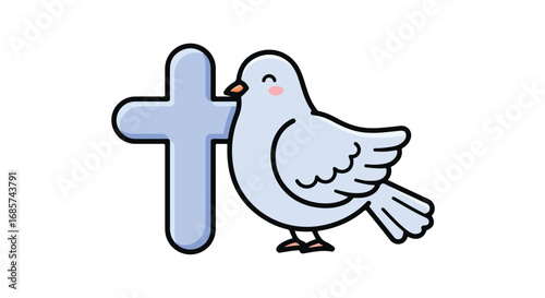 Cute bird beside plus symbol illustration