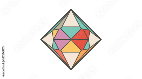 Colorful geometric diamond shape design in flat style  