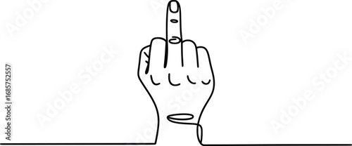 Middle Finger Hand Gesture Line Art Illustration.