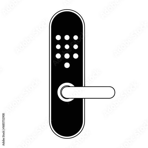Vector art of modern digital door lock with keypad and handle