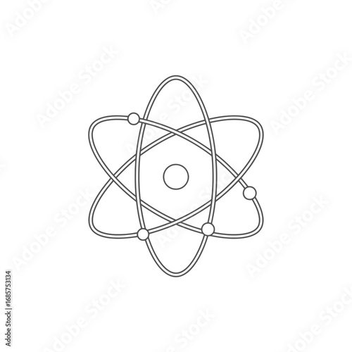 Vector art of stylized illustration of an atom symbol with orbiting electrons