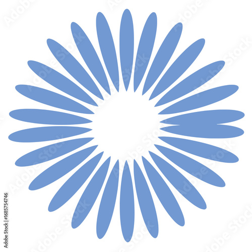 Vector art of a stylized blue daisy flower graphic isolated on a, representing nature and simplicity