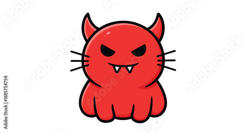 Cute cartoon red demon cat