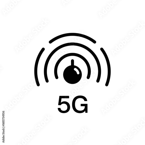 Vector art of simple black and white 5g icon representing fifth generation wireless technology