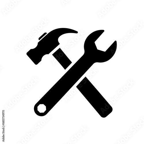 Vector art of hammer and wrench crossed