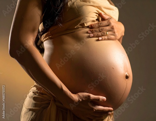 Pregnant Woman Holding Her Belly.