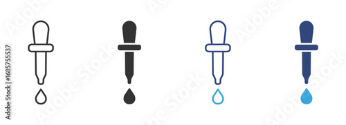 Eye dropper icon set in outline and flat style , vector illustration.