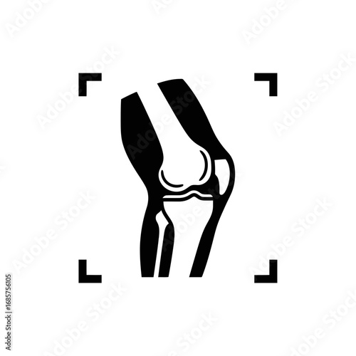 Vector art of black and white illustration of a human knee joint