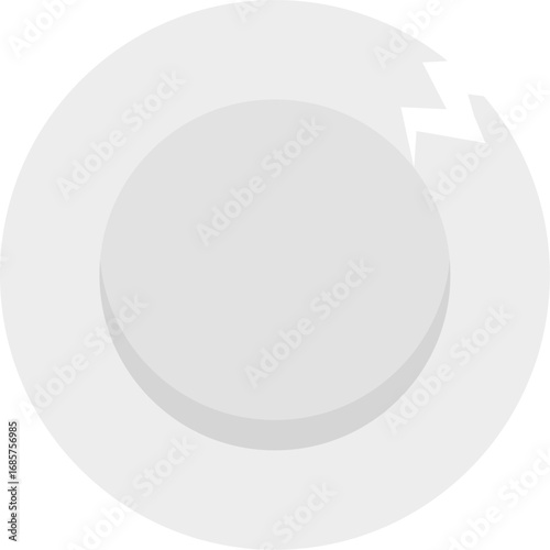 White ceramic round plate with a crack icon. Vector illustration.
