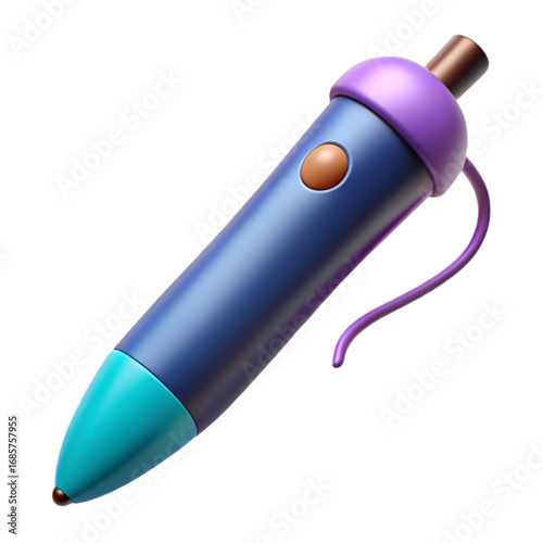Blue purple pen with teal tip isolated on a transparent background