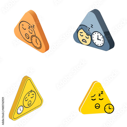 Fatigue hazard sign, warning of sleepiness and reduced awareness.