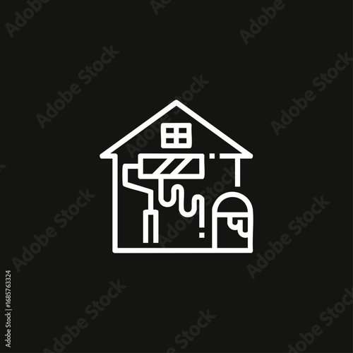 Painting home icon logo flat vector design