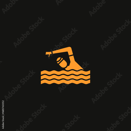 Swimming icon logo flat vector design