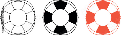 Variety of life preservers, illustrating safety and rescue options