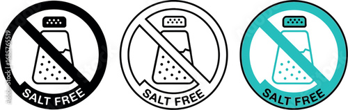Three different "salt free" icons, indicating a healthy diet choice.