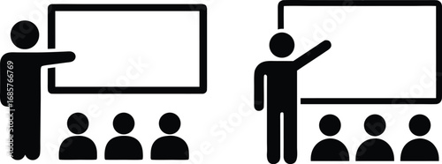 Business presentation training seminar audience corporate meeting conference room speaker Icons