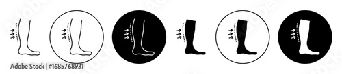 Calf plastic surgery icon set. Calf plastic surgery vector symbol in black filled and outlined style.