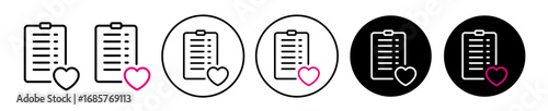 Wishlist icon set. Wishlist vector symbol in black filled and outlined style.