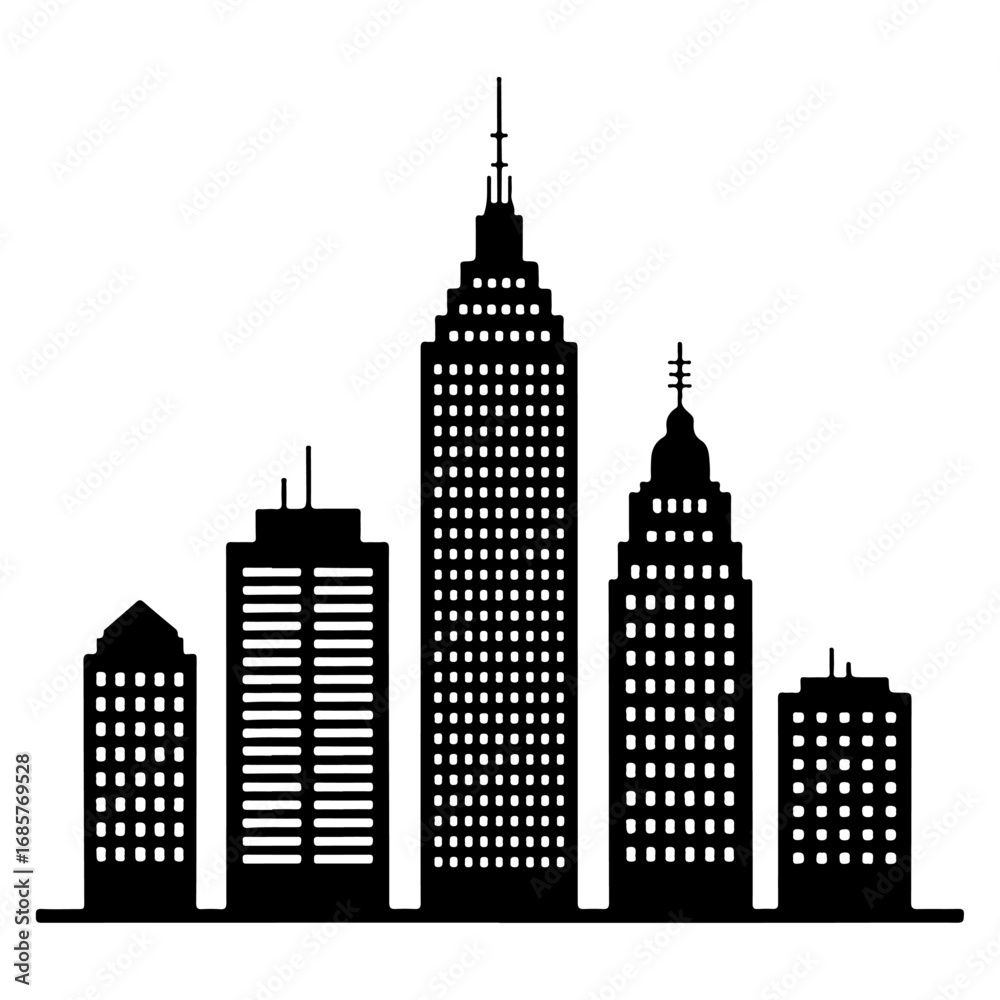 Fototapeta premium TALL BUILDING A SET OF SILHOUETTES CITY VECTOR