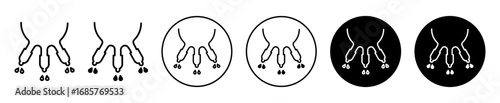 Cow udder icon set. Cow udder vector symbol in black filled and outlined style.