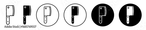 Cleaver hatchet icon set. Cleaver hatchet vector symbol in black filled and outlined style.