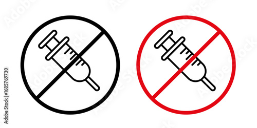 No Steroids icon set in black filled and outlined style. suitable for UI designs