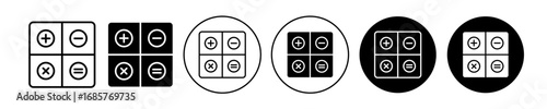 mathematical icon set in black filled and outlined style. suitable for UI designs