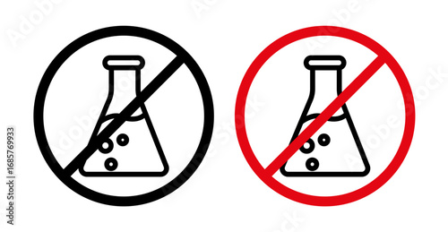 Chemical free icon set in black filled and outlined style. suitable for UI designs