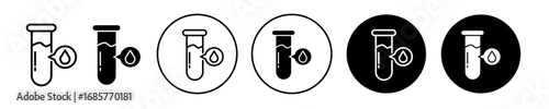 Blood Test icon set in black filled and outlined style. suitable for UI designs