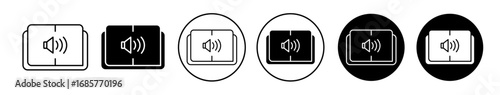 audio book icon set in black filled and outlined style. suitable for UI designs