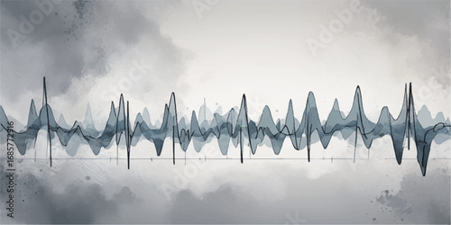 Misty winter morning in a snowy forest landscape with frosty trees and a blue sky