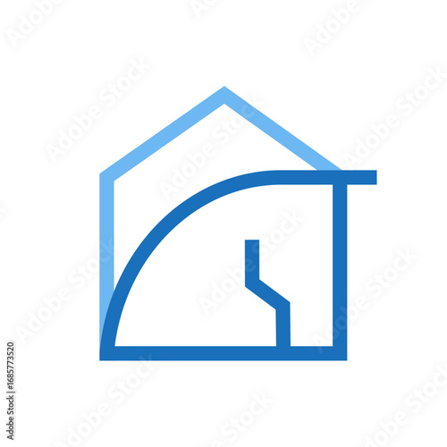 Abstract blue line art house with a dynamic interior curve, symbolizing innovative architectural design and contemporary living solutions for modern property